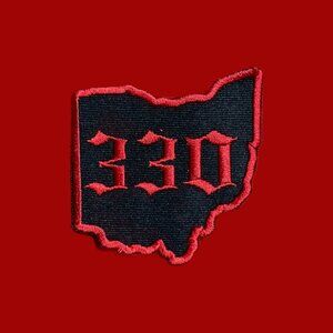 Ohio proud area code 330 patch in  red and black